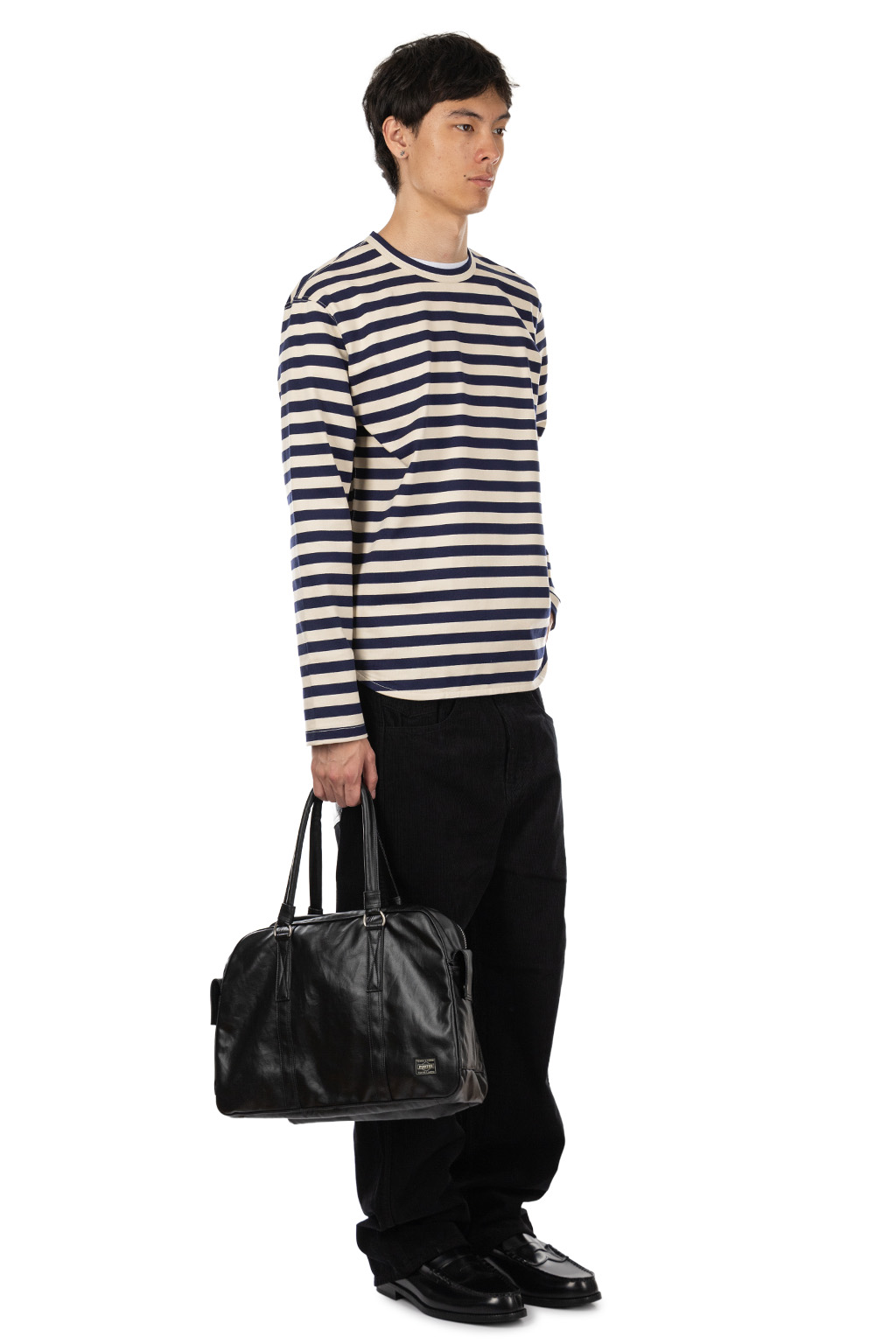 Junya Watanabe MAN - Cotton Jersey LS Tee - Navy x Natural