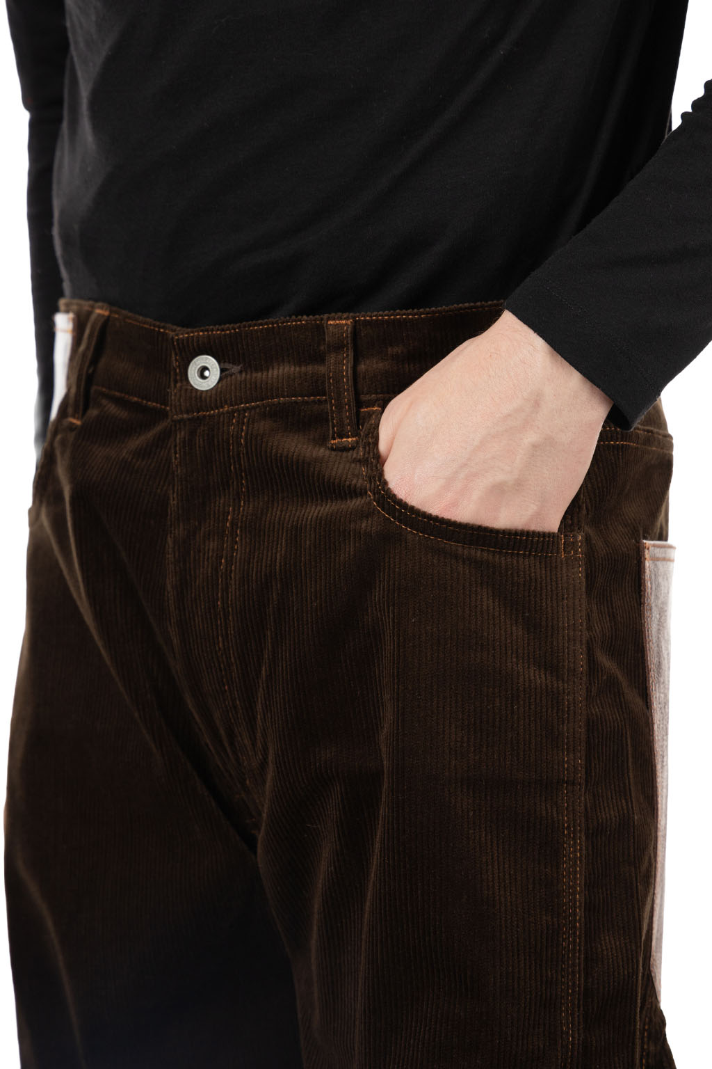 Junya Watanabe MAN - Cotton Corduroy x Leather Pants - Brown