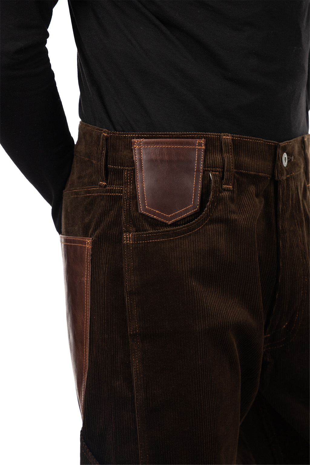 Junya Watanabe MAN - Cotton Corduroy x Leather Pants - Brown