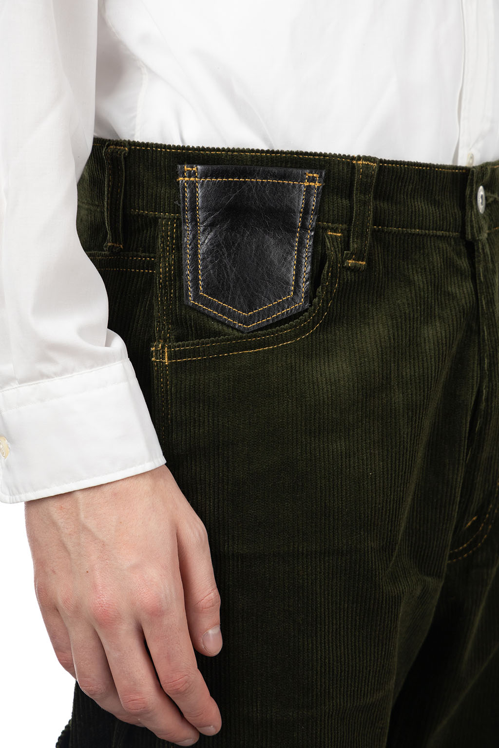 Junya Watanabe MAN - Cotton Corduroy x Leather Pants - Khaki