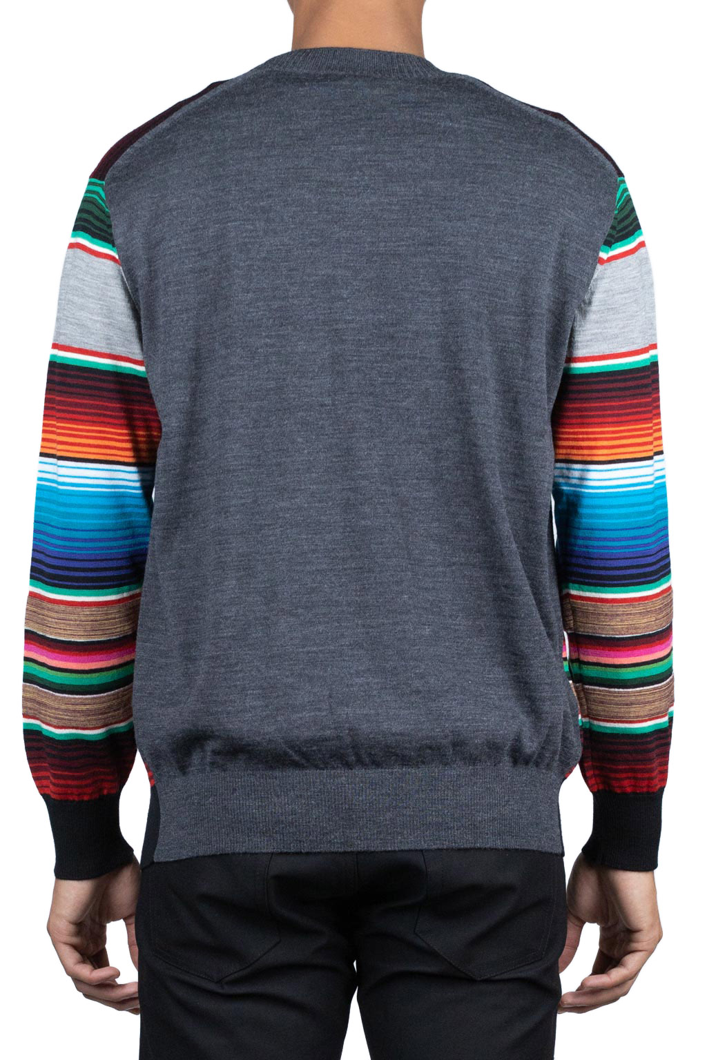 Junya Watanabe MAN Wool Jersey Stripe Sweater - Multi x Charcoal Gray