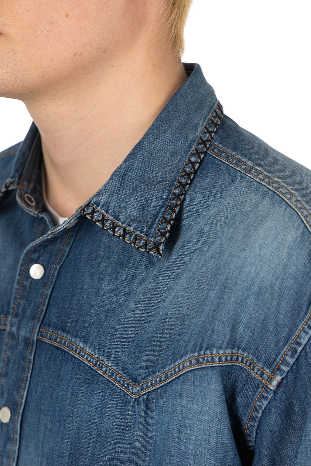 KHOKI - Hand-Embroidered Denim Shirt 