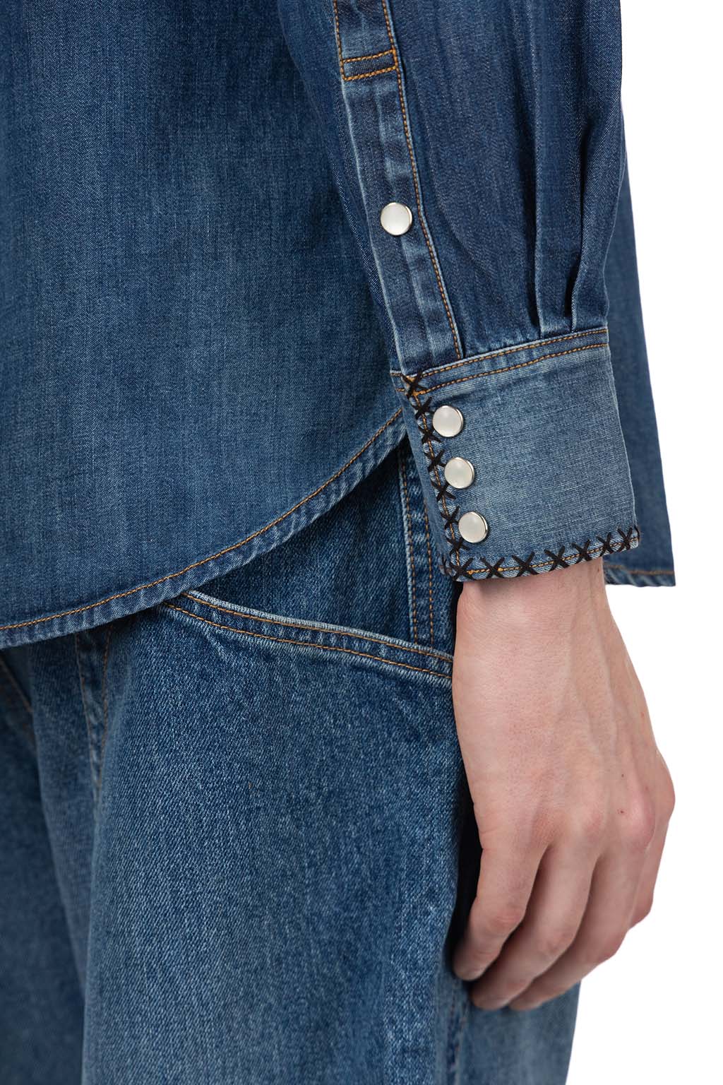 KHOKI - Hand-Embroidered Denim Shirt 