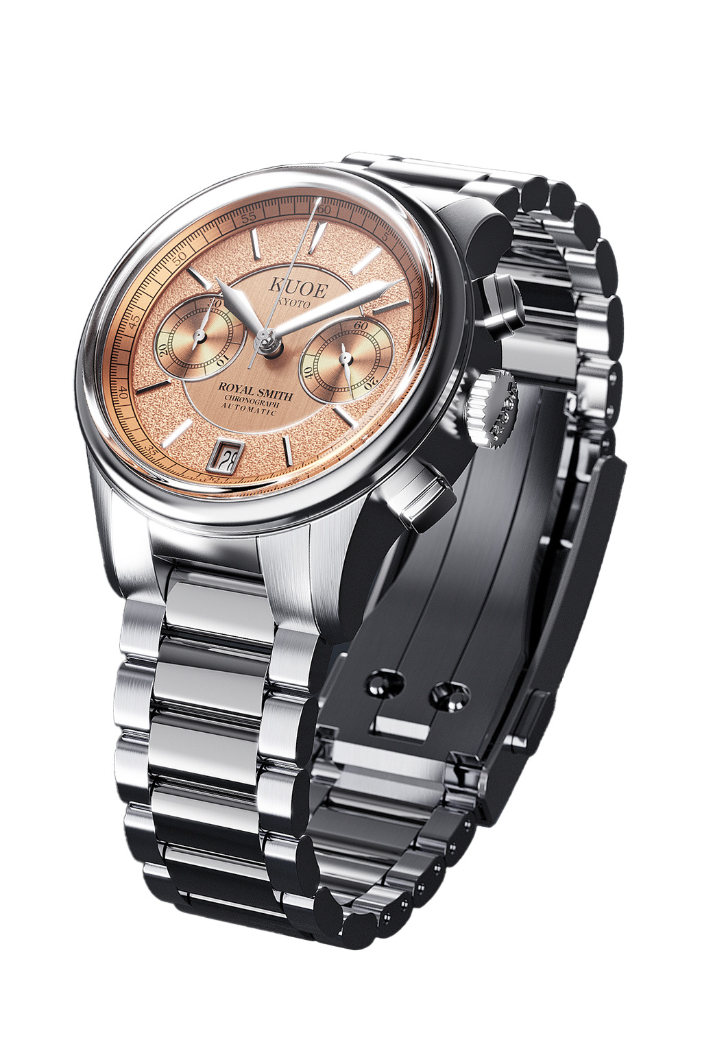 Kuoe Watch - ROYAL SMITH 90-012 Automatic Chronograph w/ Breguet-Salmon Pink