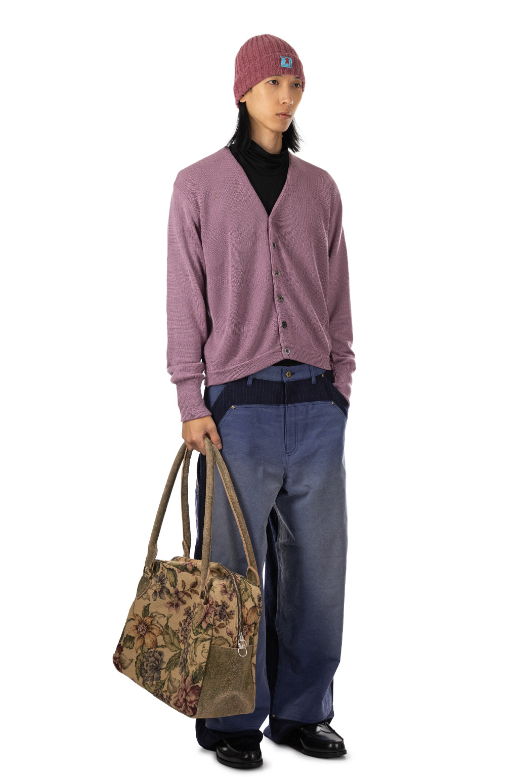 Kapital 10G ECO Knit Elbow CONEYBOWY Short Cardigan - Pink x Purple