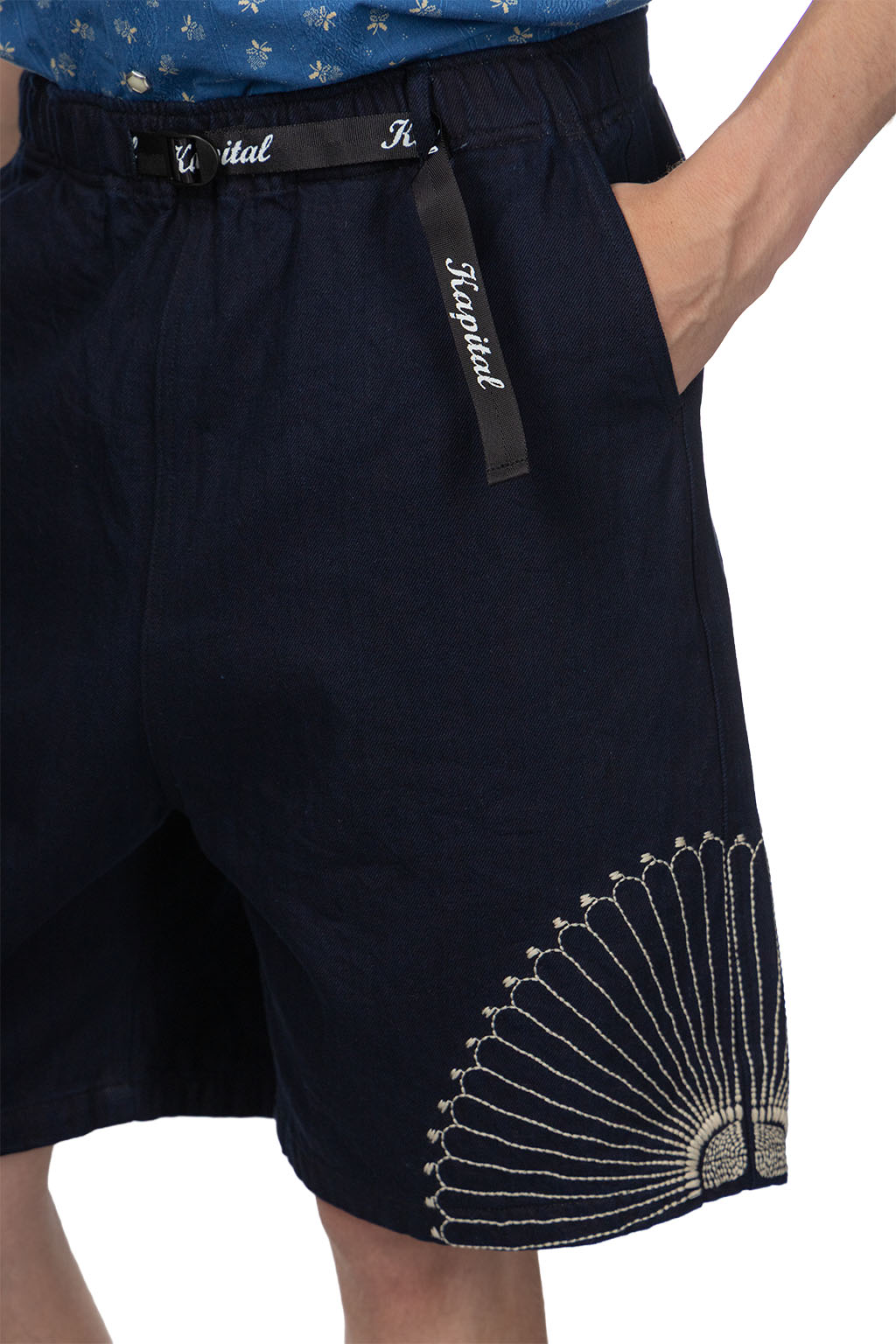 Kapital - 10oz IDGxIDG Denim EASY Short Pants -FUROSHIKI Embroidry     