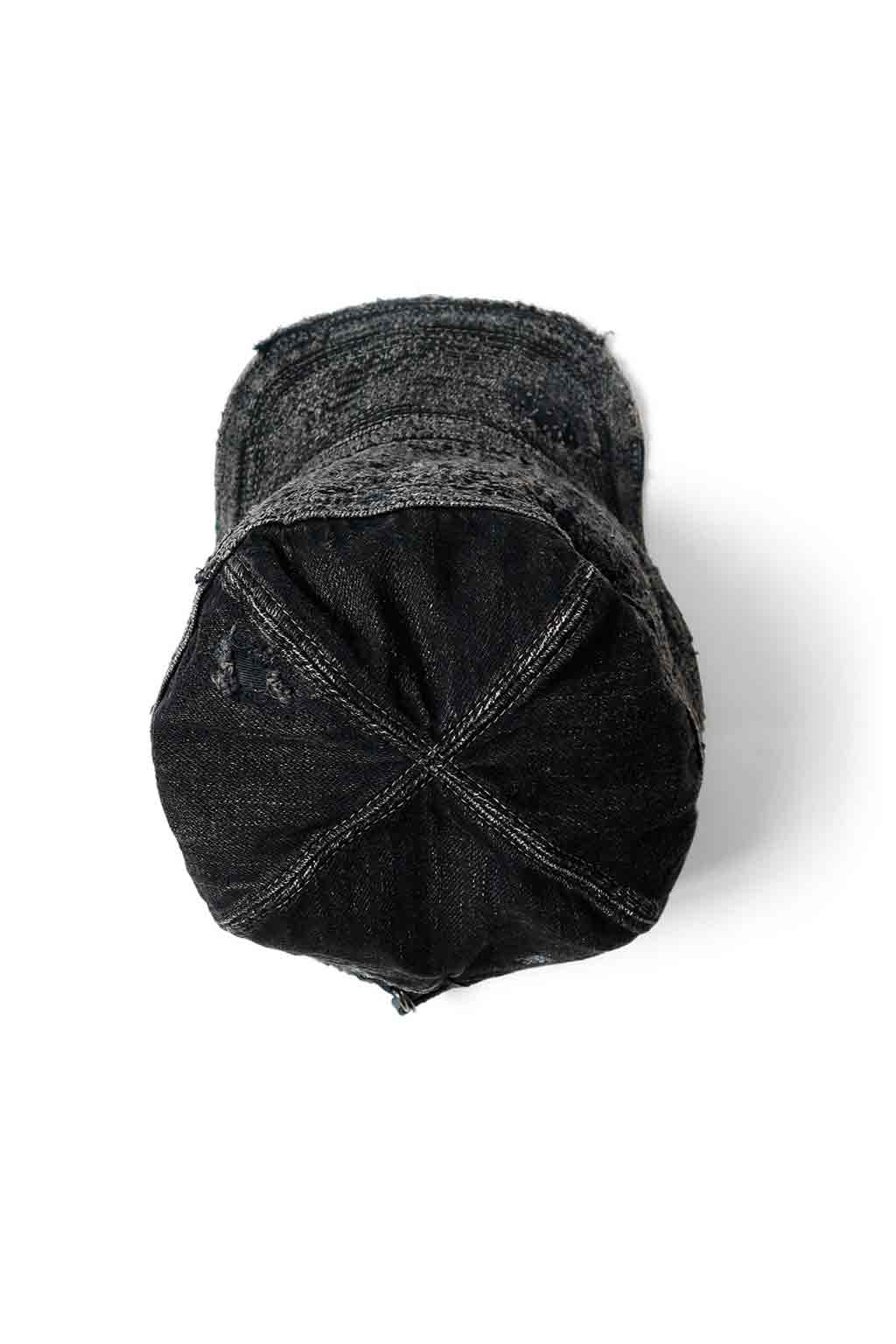 Kapital - 11.5oz BLK x BLK Denim THE OLD MAN AND THE SEA Cap (Crash Remake)