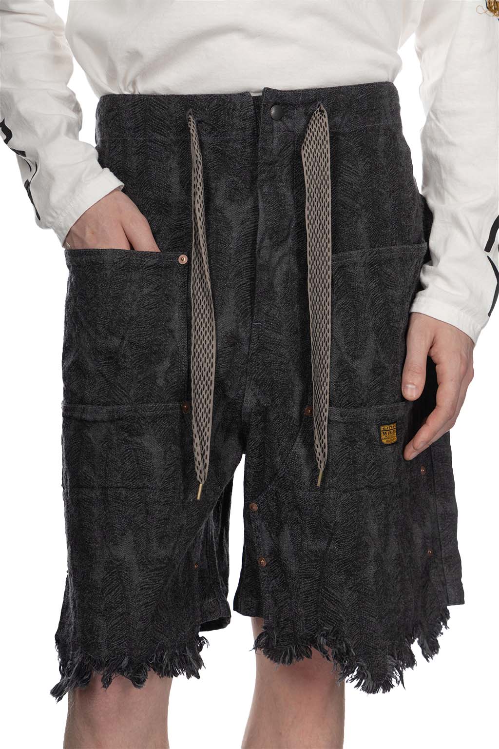 Kapital - 12oz Magpie Denim W-Knee Easy Short Pants - Black x Black