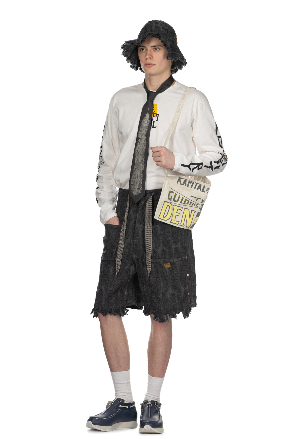 Kapital - 12oz Magpie Denim W-Knee Easy Short Pants - Black x Black