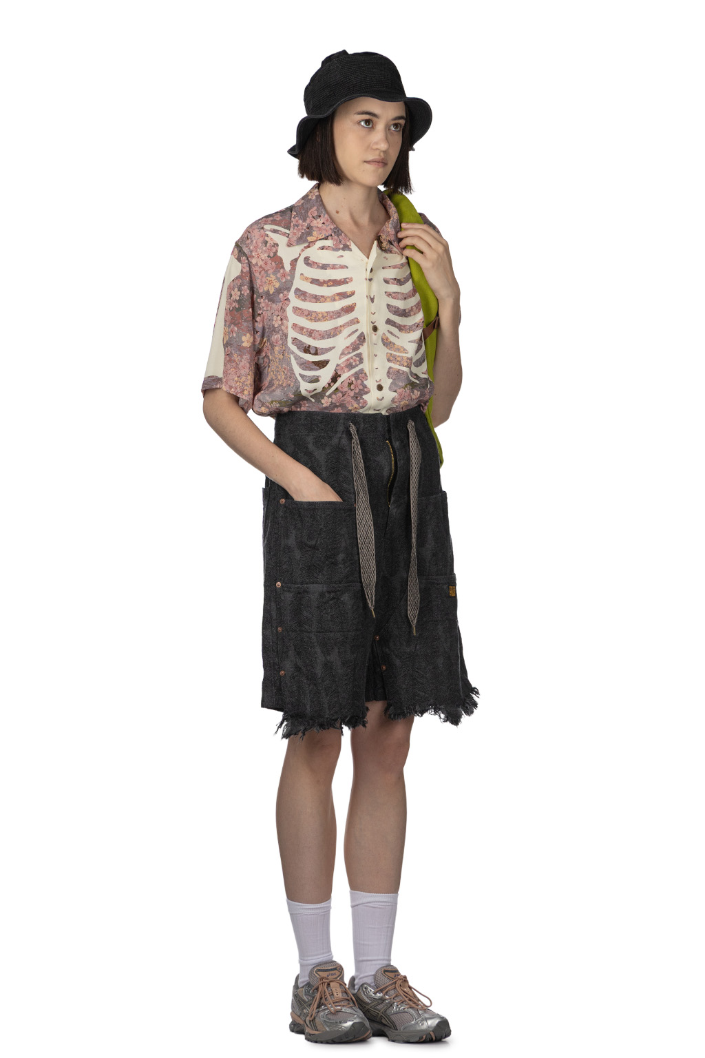 Kapital - 12oz Magpie Denim W-Knee Easy Short Pants - Black x Black