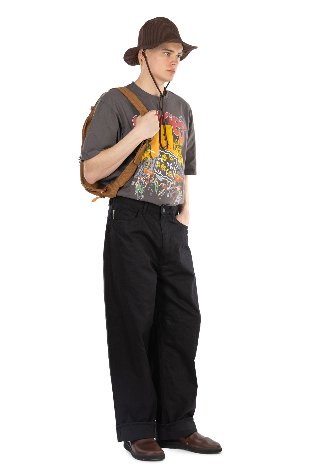 Kapital - 14oz BLKxBLK Denim CLUB Baggy 5P Pants