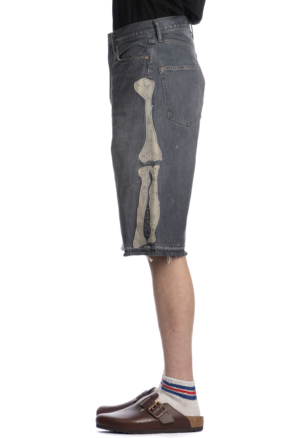 Kapital - 14oz Black Denim 5P Shorts BONE - PRO