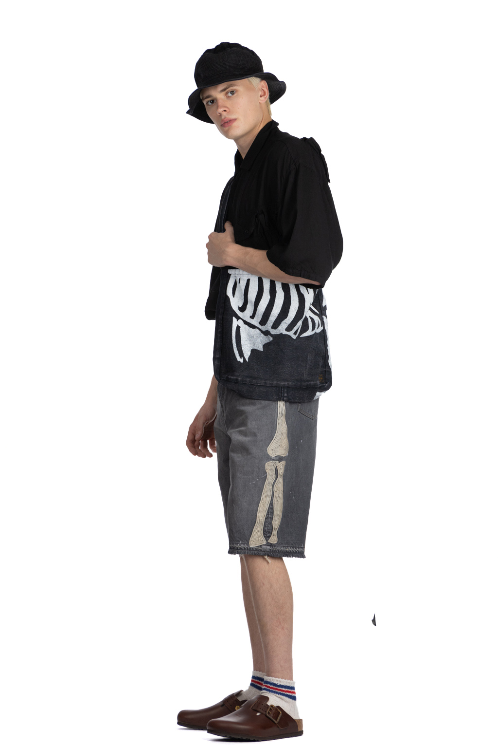 Kapital - 14oz Black Denim 5P Shorts BONE - PRO