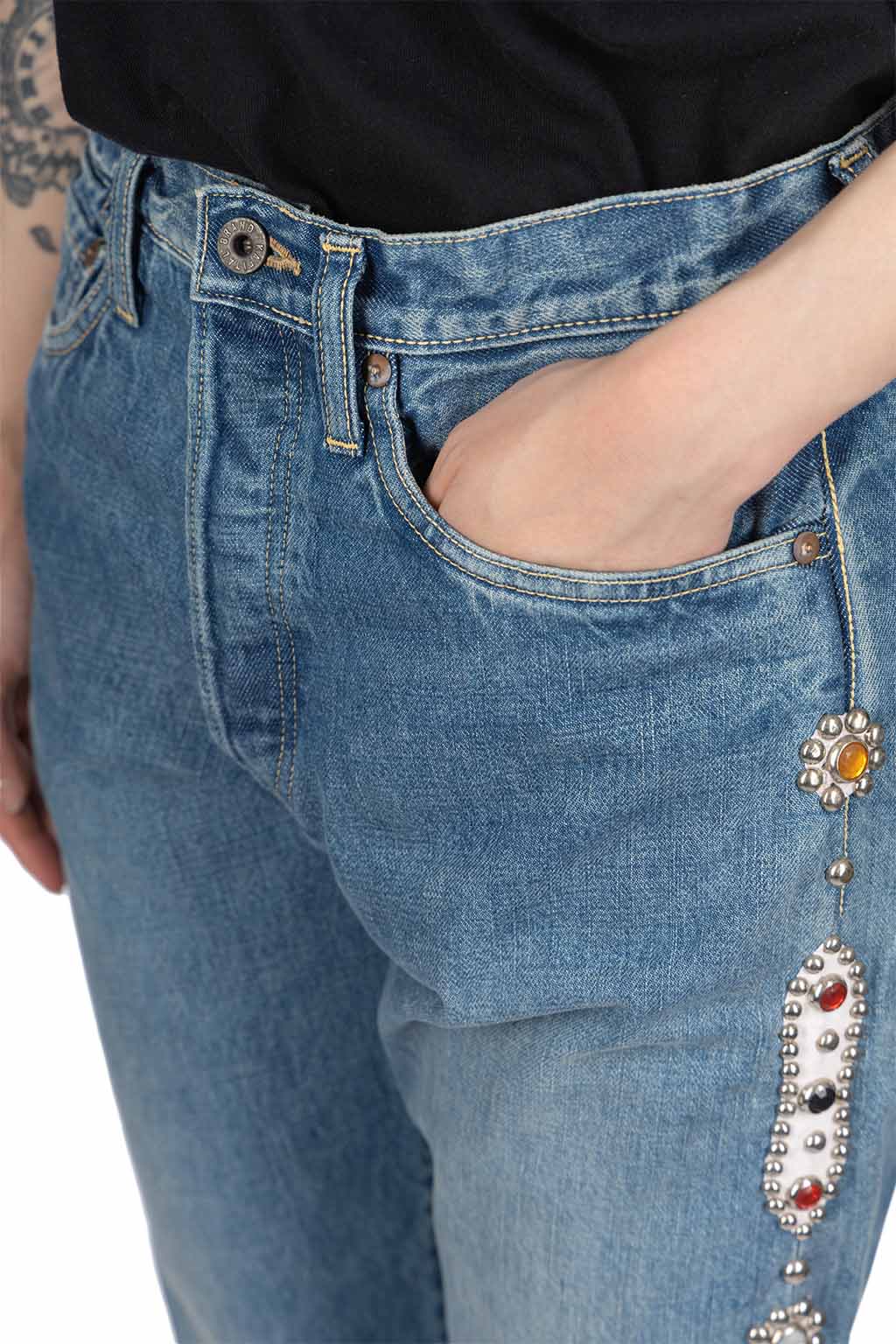 Kapital - 14oz Denim 5P MONKEY CISCO (STUDS)