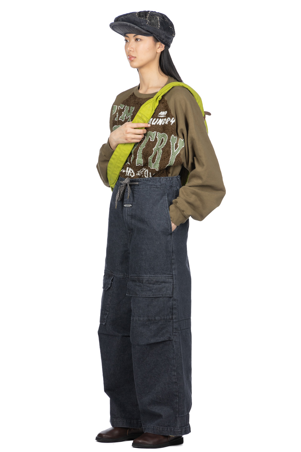 Kapital - 14oz Denim SHOVEL Baggy Pants - Black x Natural