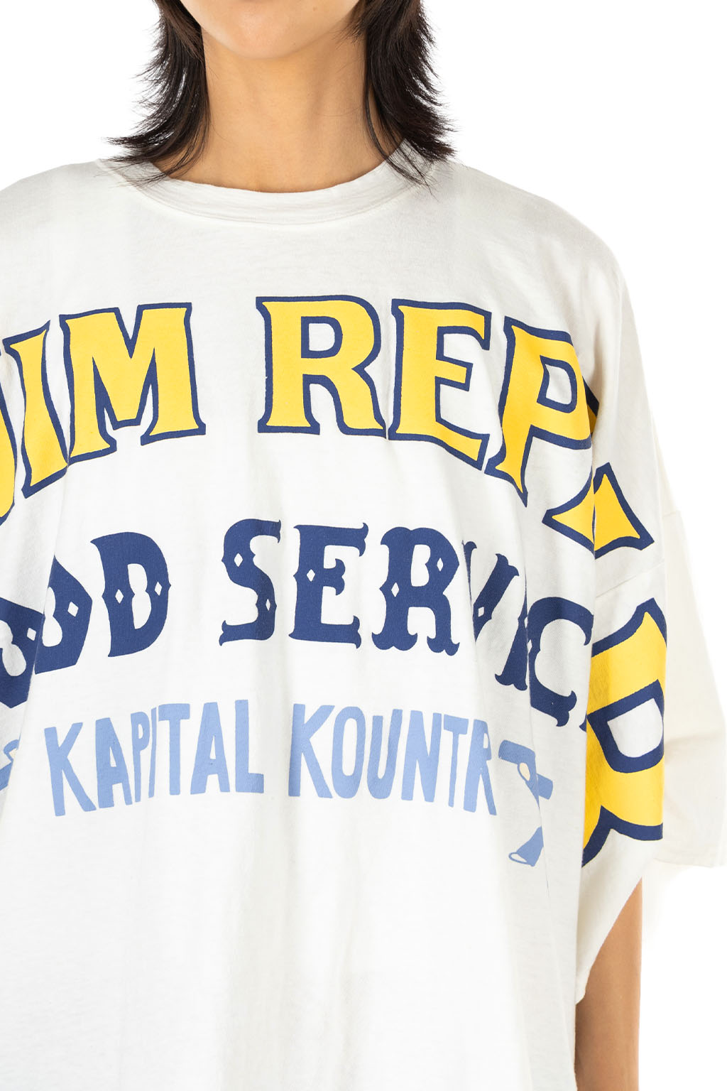 Kapital - 18.5/- Jersey HUGE-T (DENIM REPAIR) - White