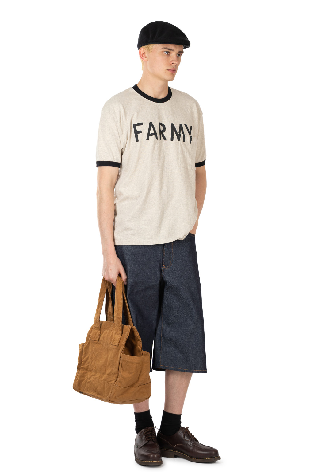 Kapital - 18.5/-Jersey RINGER Pocket T (FARMY) - Natural