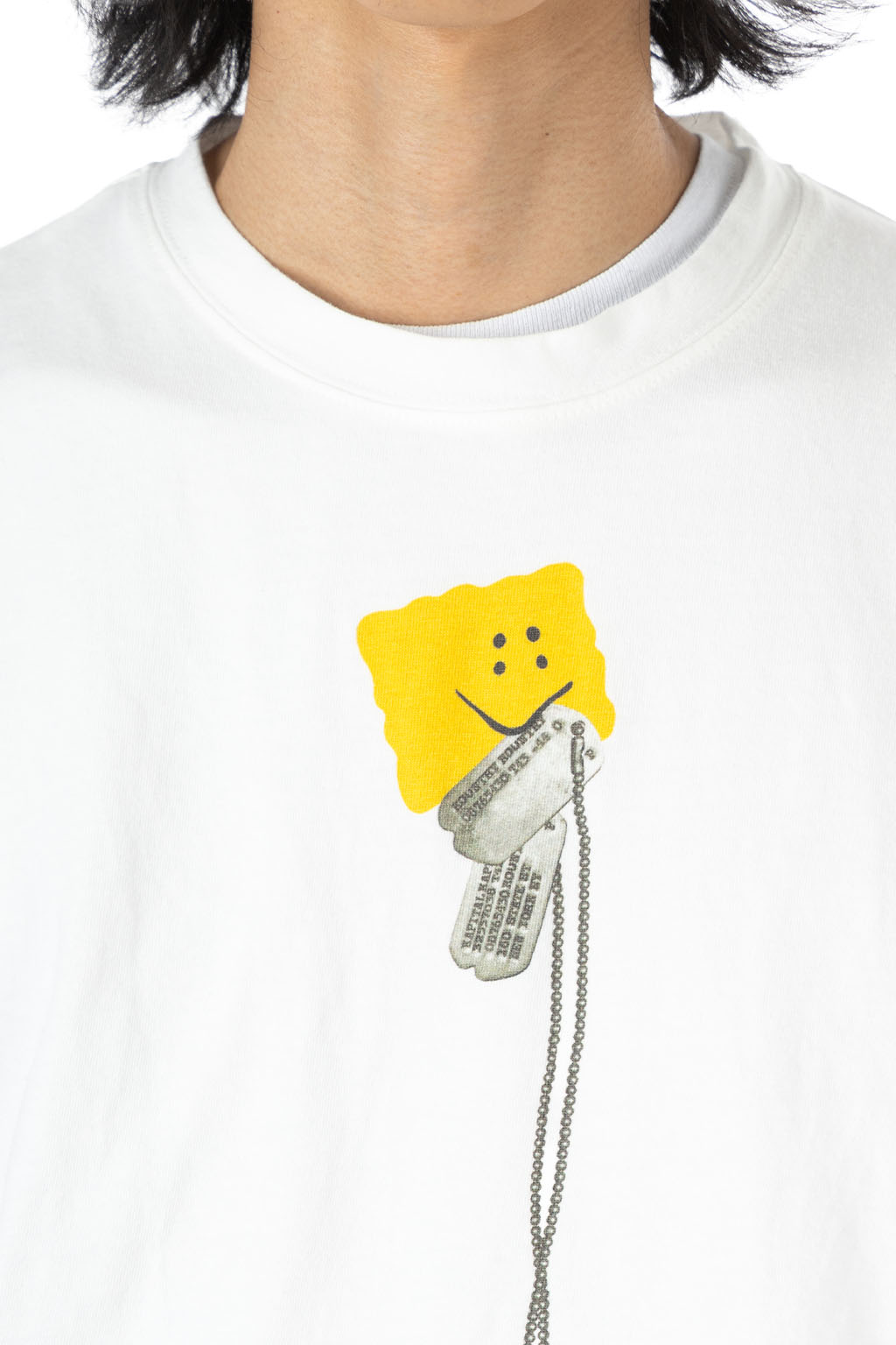 Kapital - 20/-Jersey Crew T (PECKISH DogTag) - White