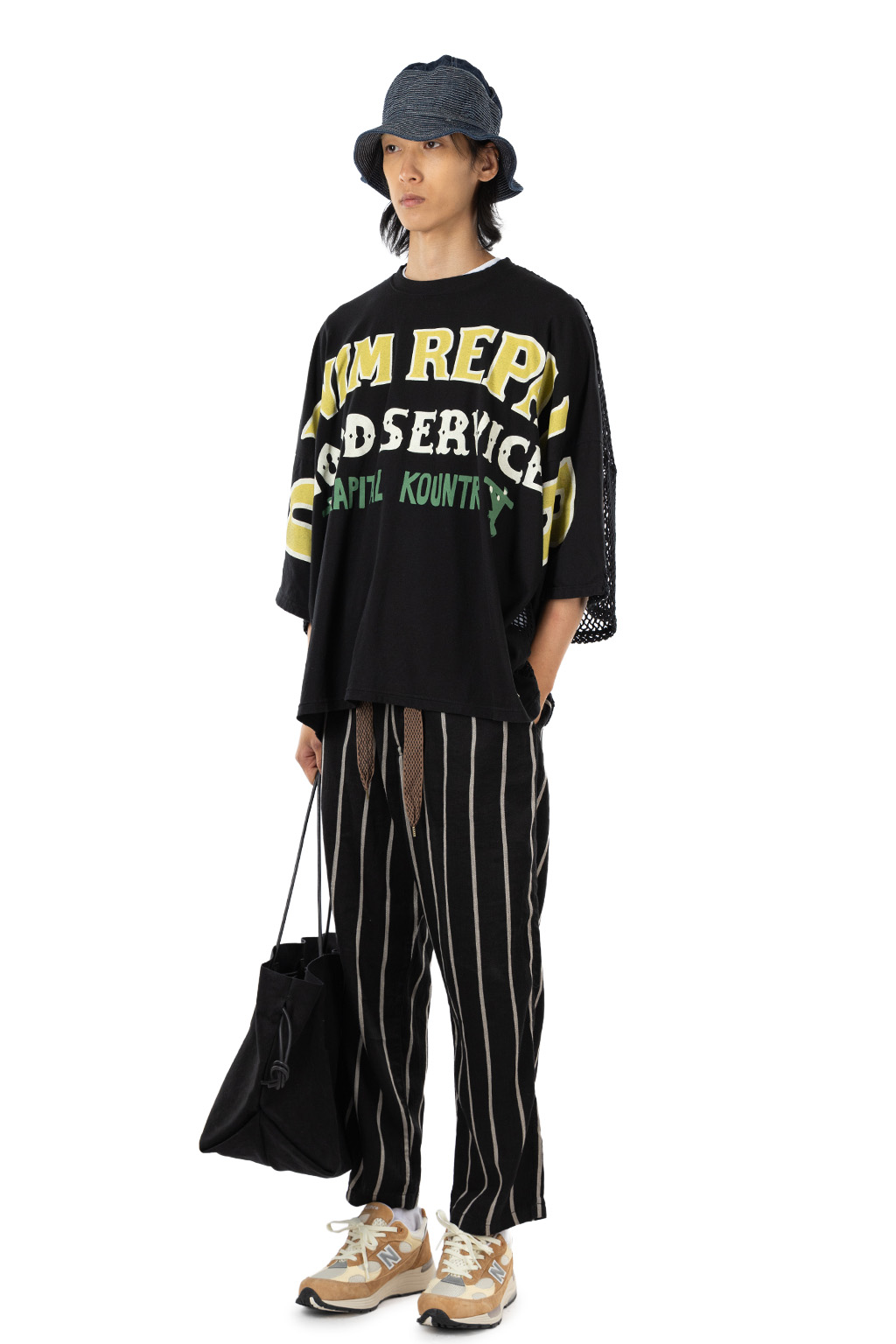 Kapital - 20/-Jersey KATABIRA HUGE-T (DENIM REPAIR) - Black