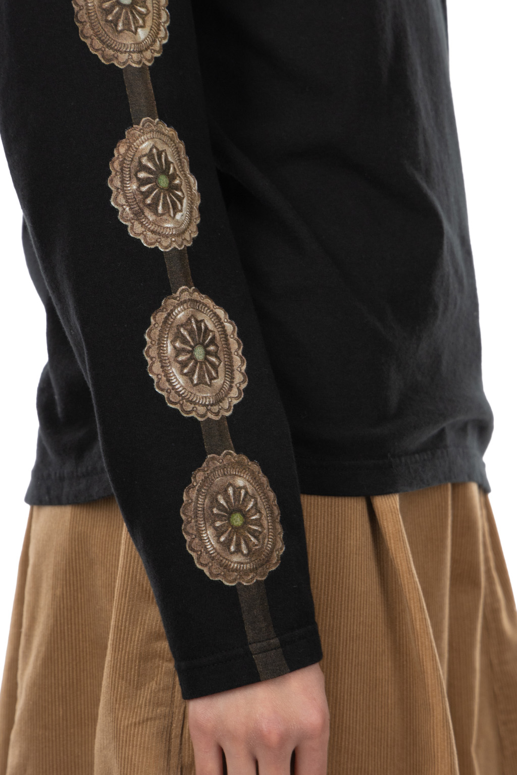 Kapital - 20/-Jersey Long Sleeve T (Concho Belt Sleeve) - Black