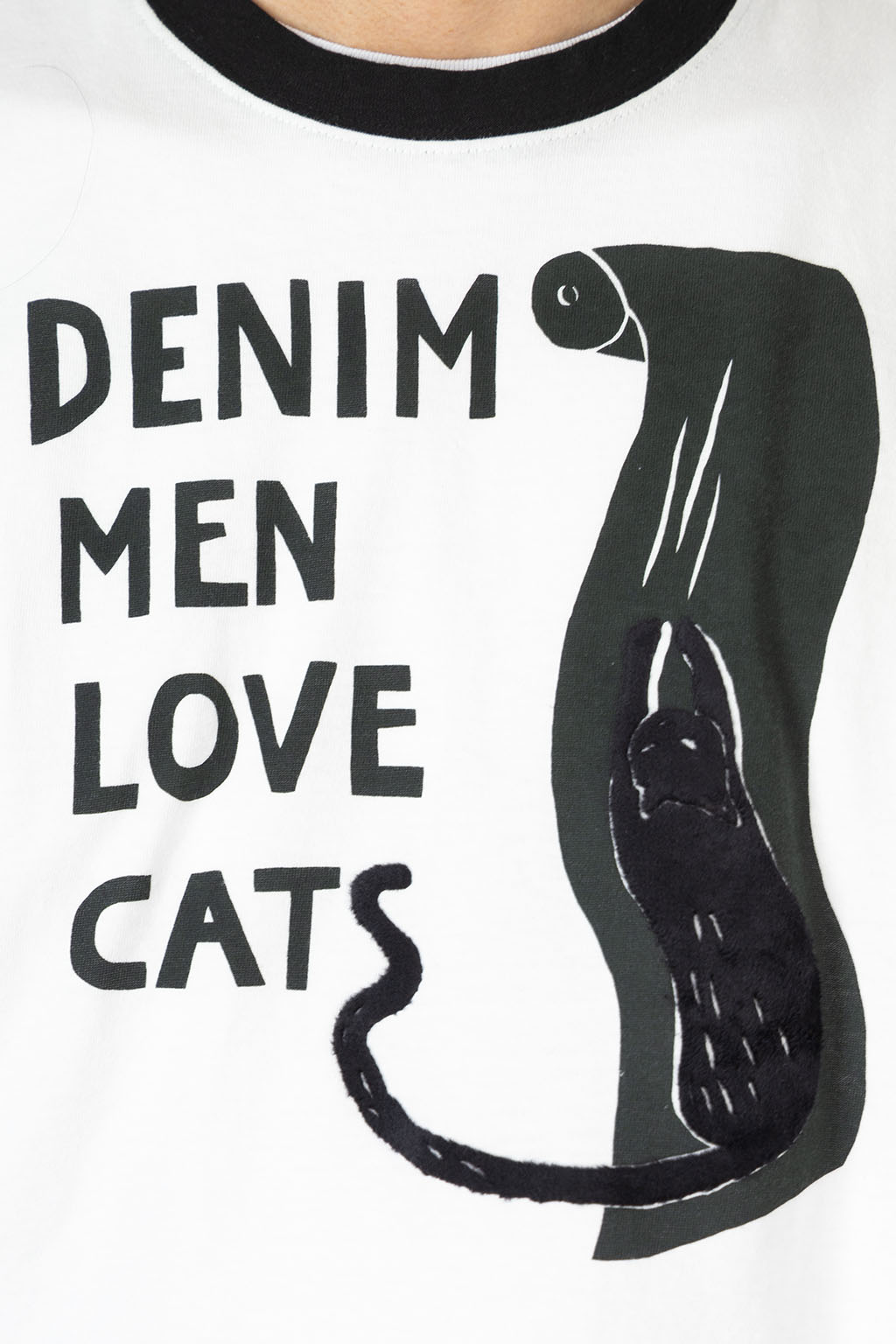 Kapital - 20/-Jersey Ringer T (DENIM MEN LOVE CATS) - White