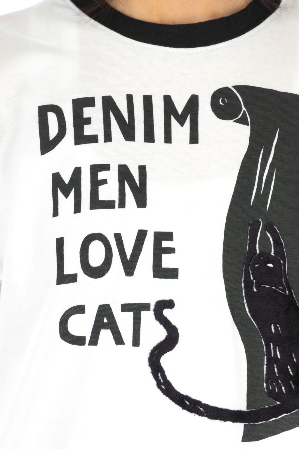 Kapital - 20/-Jersey Ringer T (DENIM MEN LOVE CATS) - White
