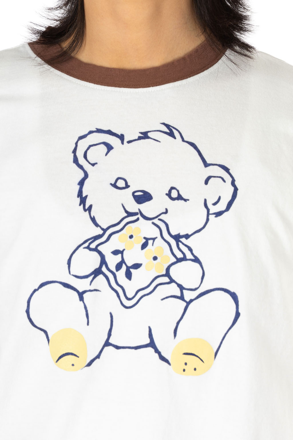 Kapital - 20/-Jersey Ringer T (PECKISH Little Bear) - White