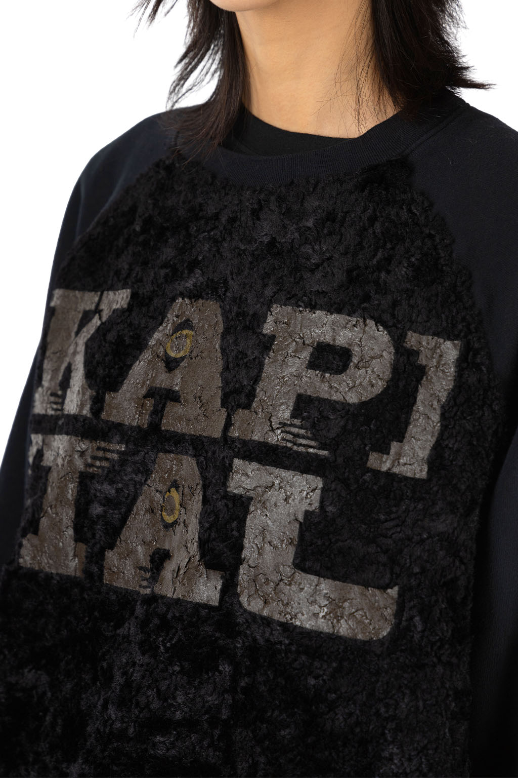 Kapital - 30/-Fleece x Fur GRIZZLY SWT (SPEAKEASY KAPITAL) - Black