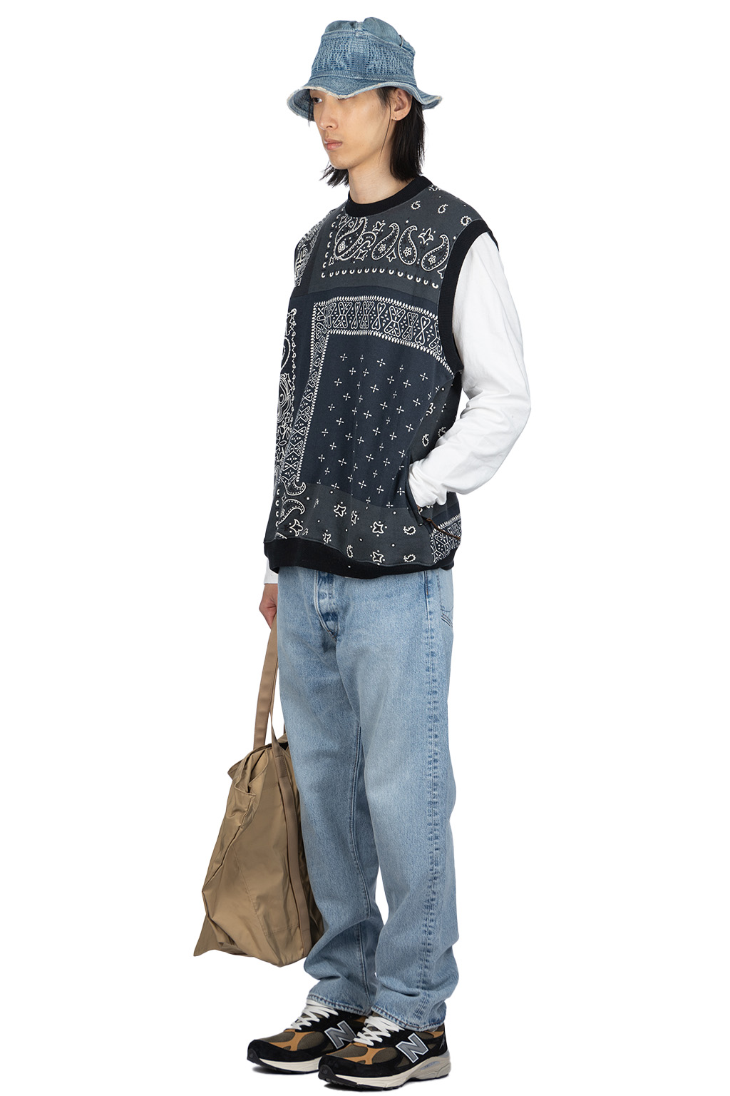 Kapital - 30/-SWT Knit Bandana BIG Vest - Black
