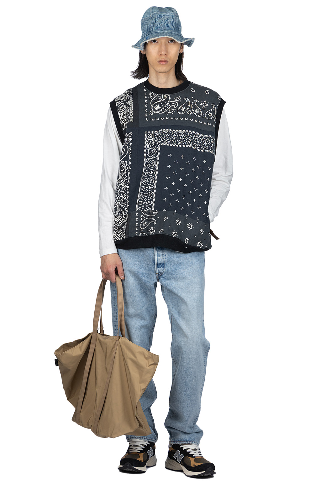 Kapital - 30/-SWT Knit Bandana BIG Vest - Black