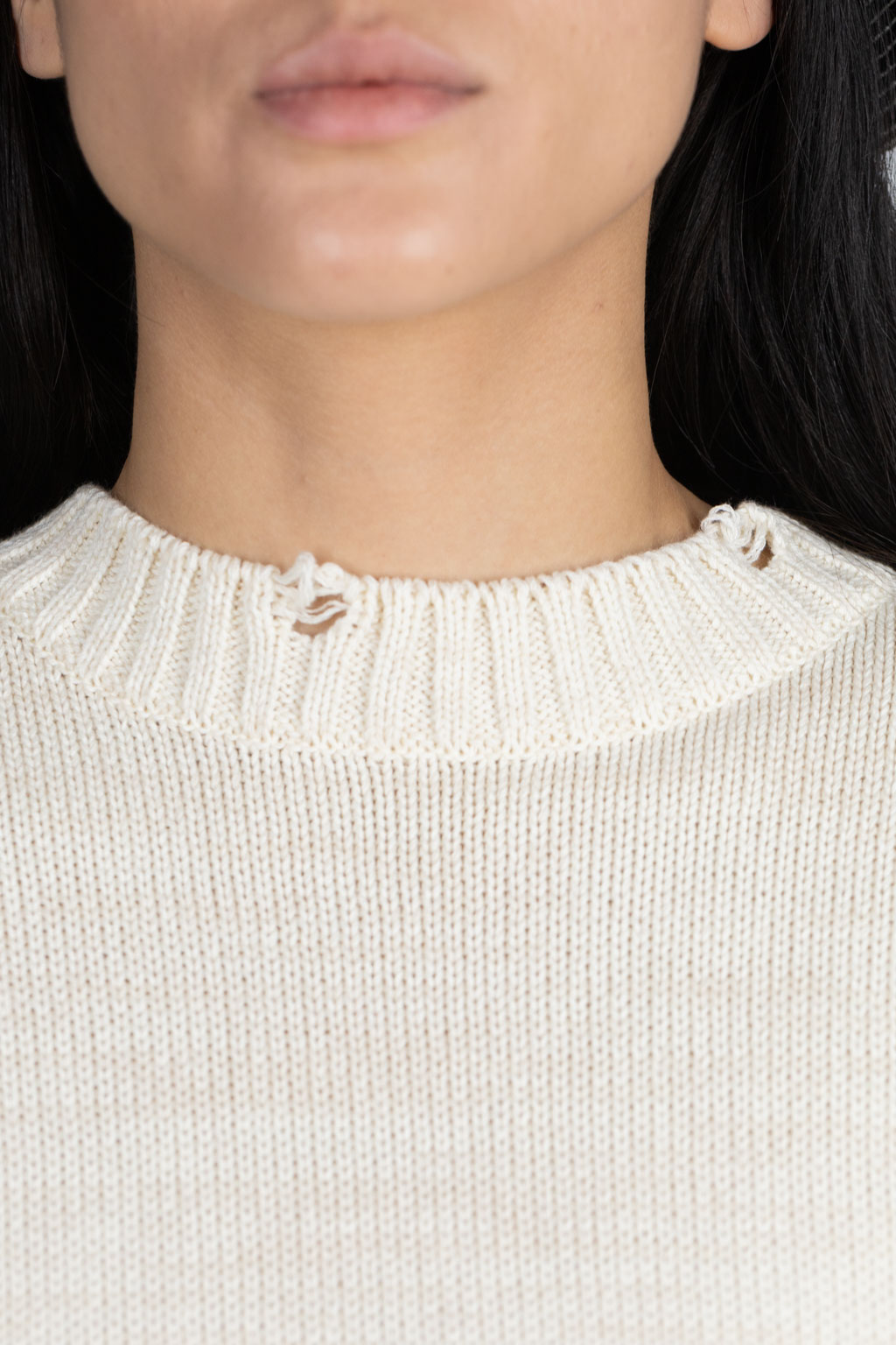 Kapital 56 Cotton Knit Hippie Sleeve Crew Sweater - Natural