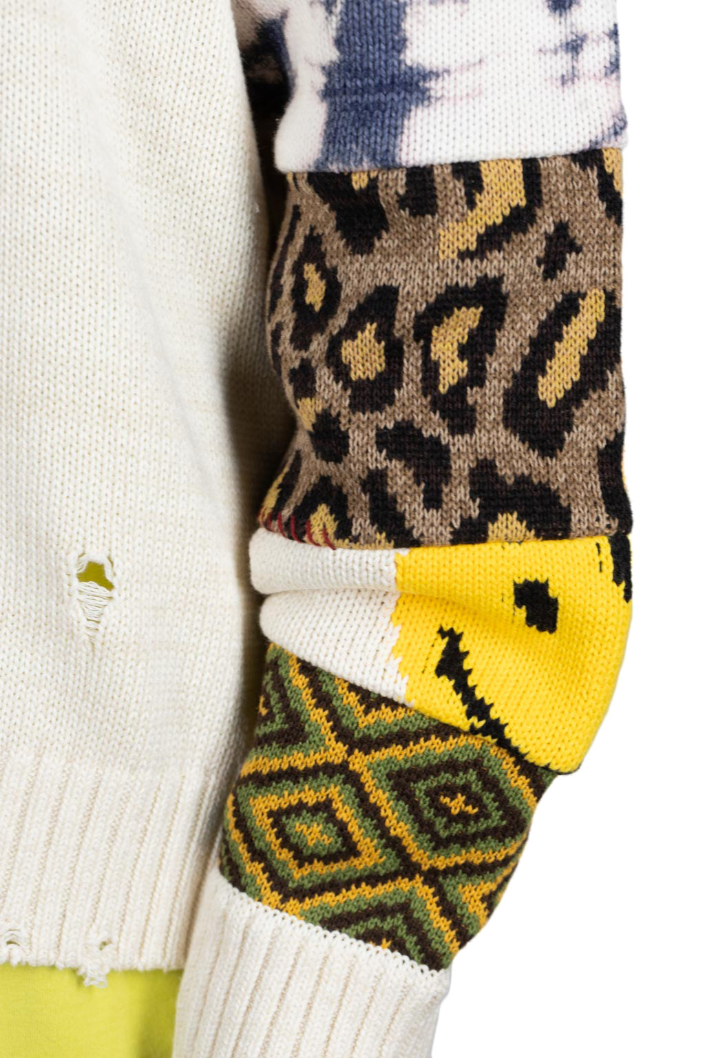 Kapital 56 Cotton Knit Hippie Sleeve Crew Sweater - Natural