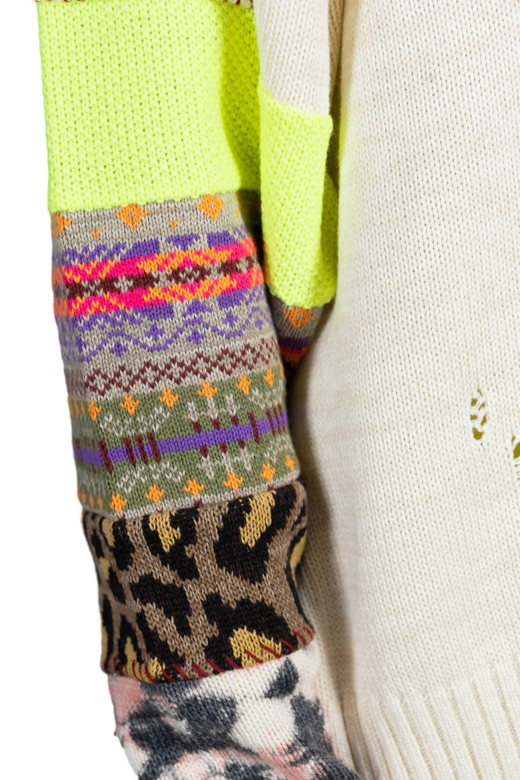 Kapital 56 Cotton Knit Hippie Sleeve Crew Sweater - Natural