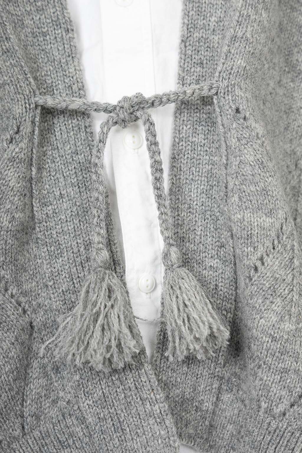 Kapital - 5G Wool Drop-Stich Argyle Knit Cardigan-Grey