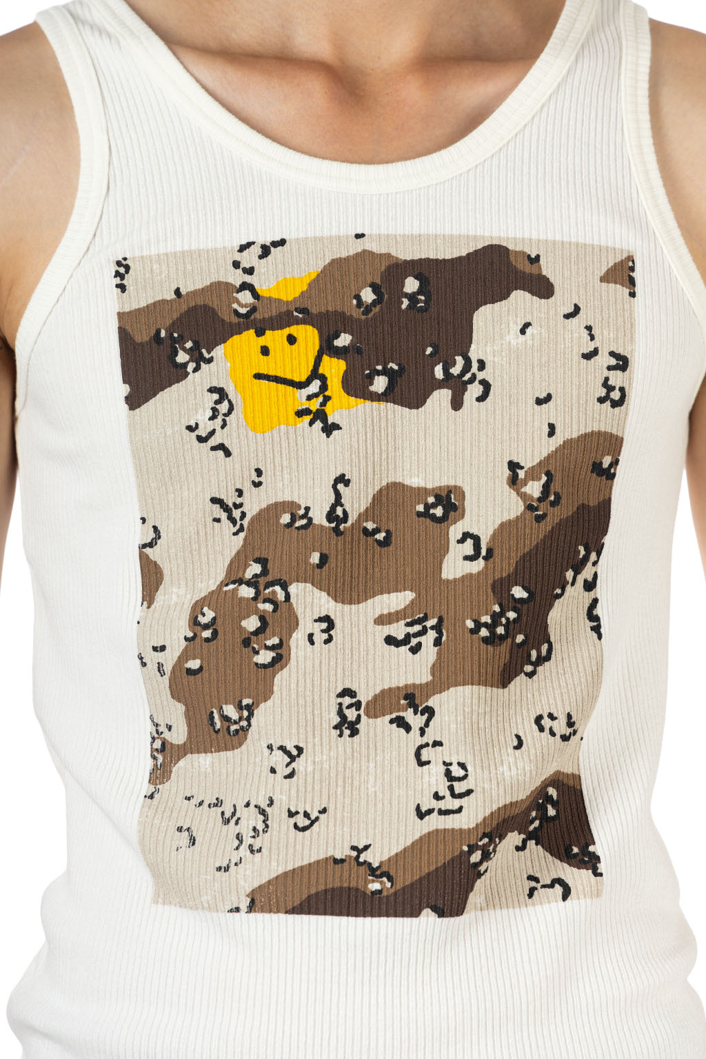 Kapital - 60/2 Stretch Jersey Tank Top (PECKISH CHOCO CHIP) - White