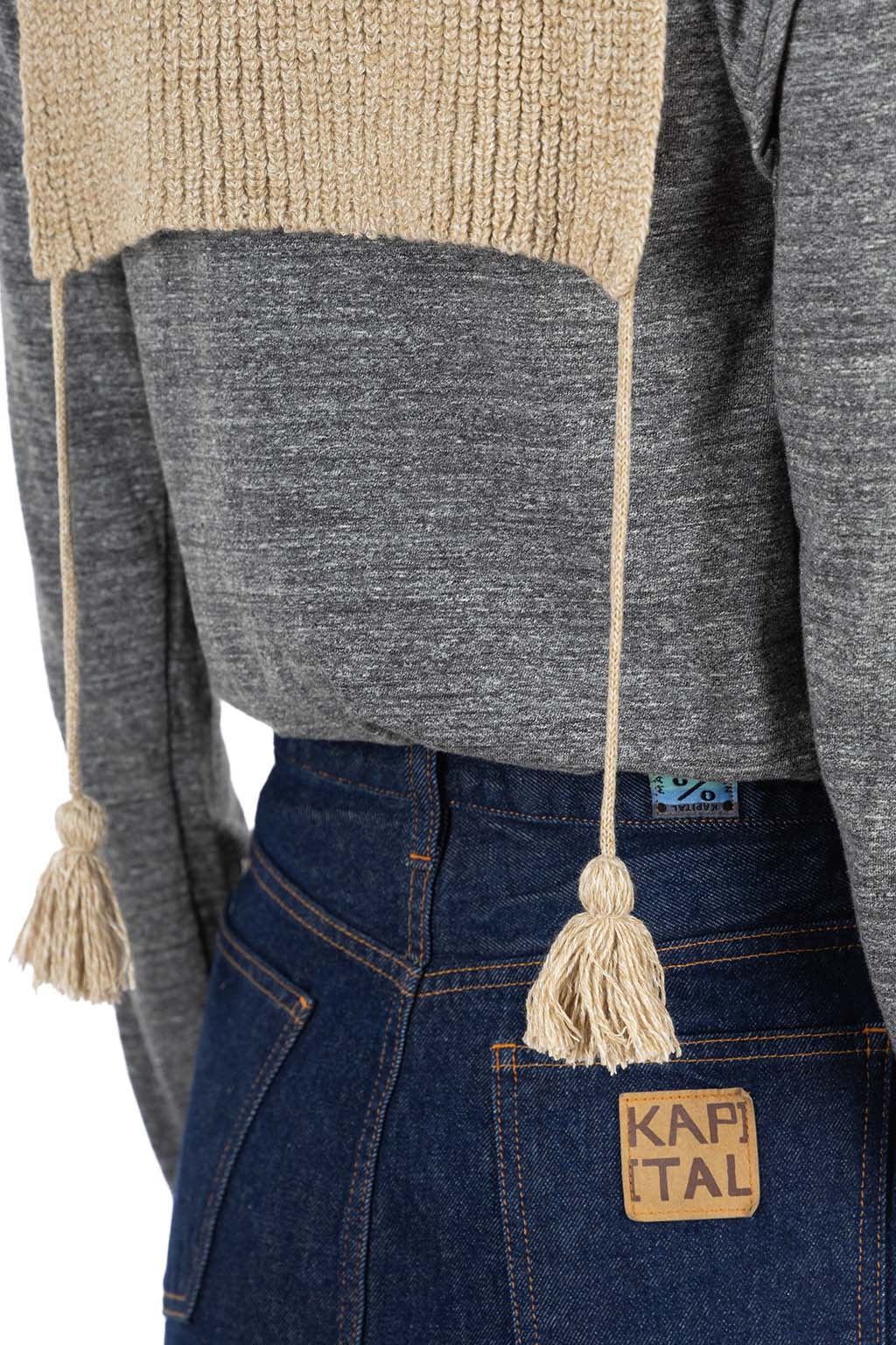 Kapital - 7G Wool Cable Knit High-Neck Bib  Poncho  - 2 Color Choices