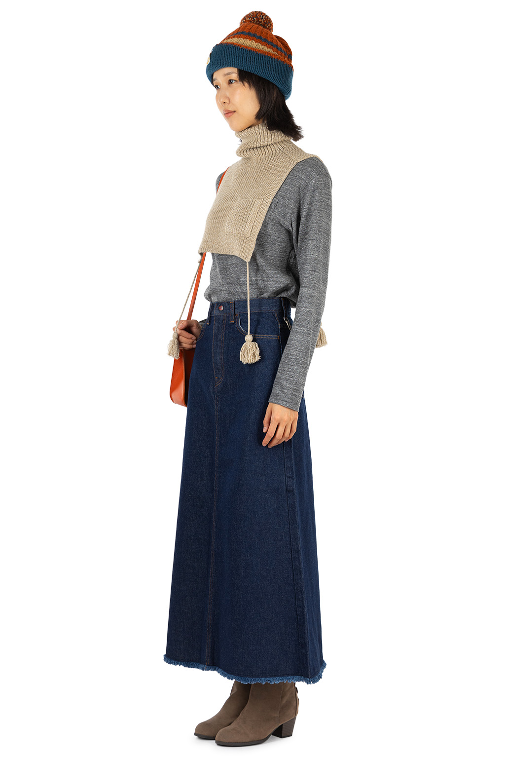 Kapital - 7G Wool Cable Knit High-Neck Bib  Poncho  - 2 Color Choices
