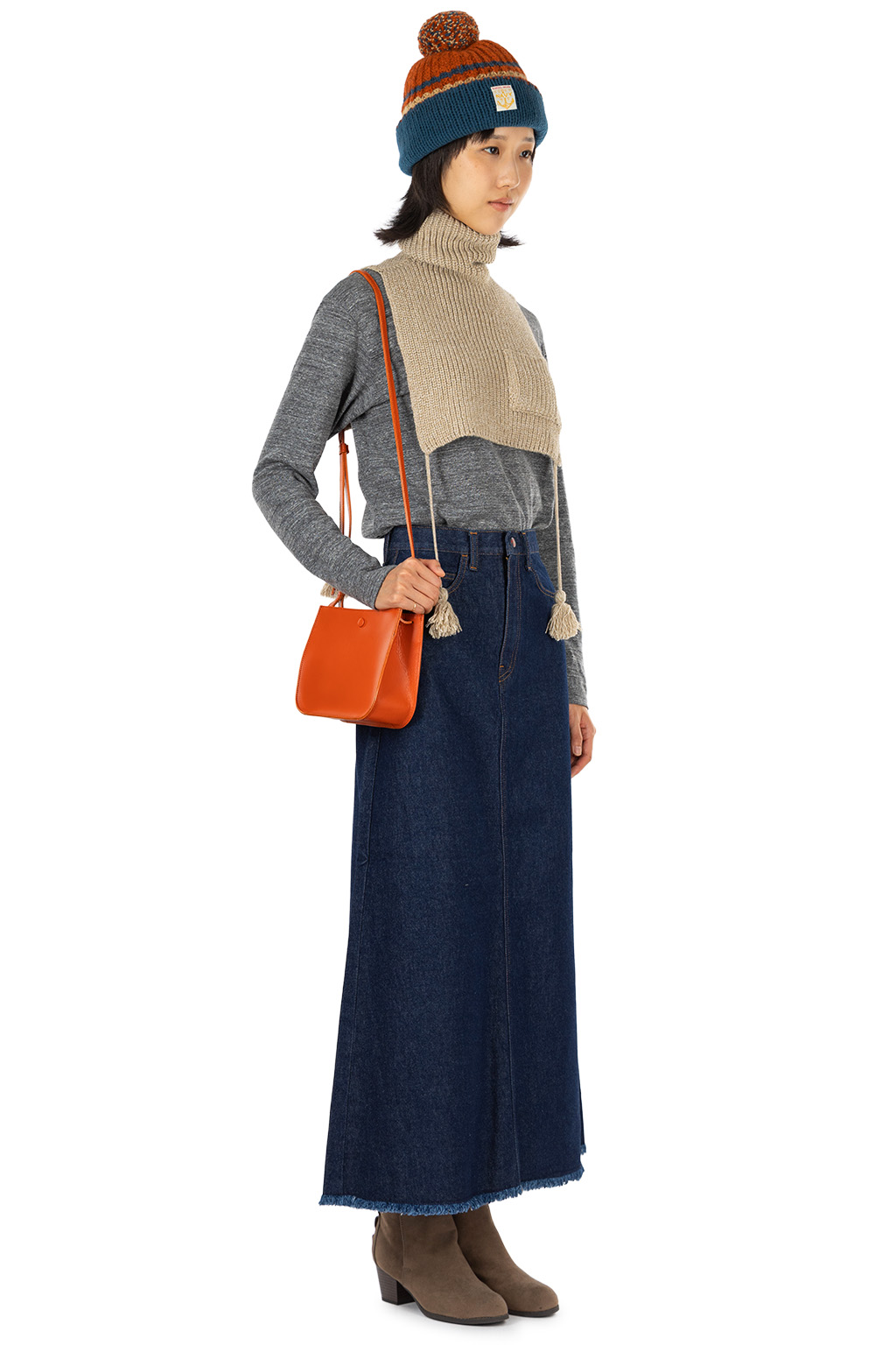Kapital - 7G Wool Cable Knit High-Neck Bib  Poncho  - 2 Color Choices