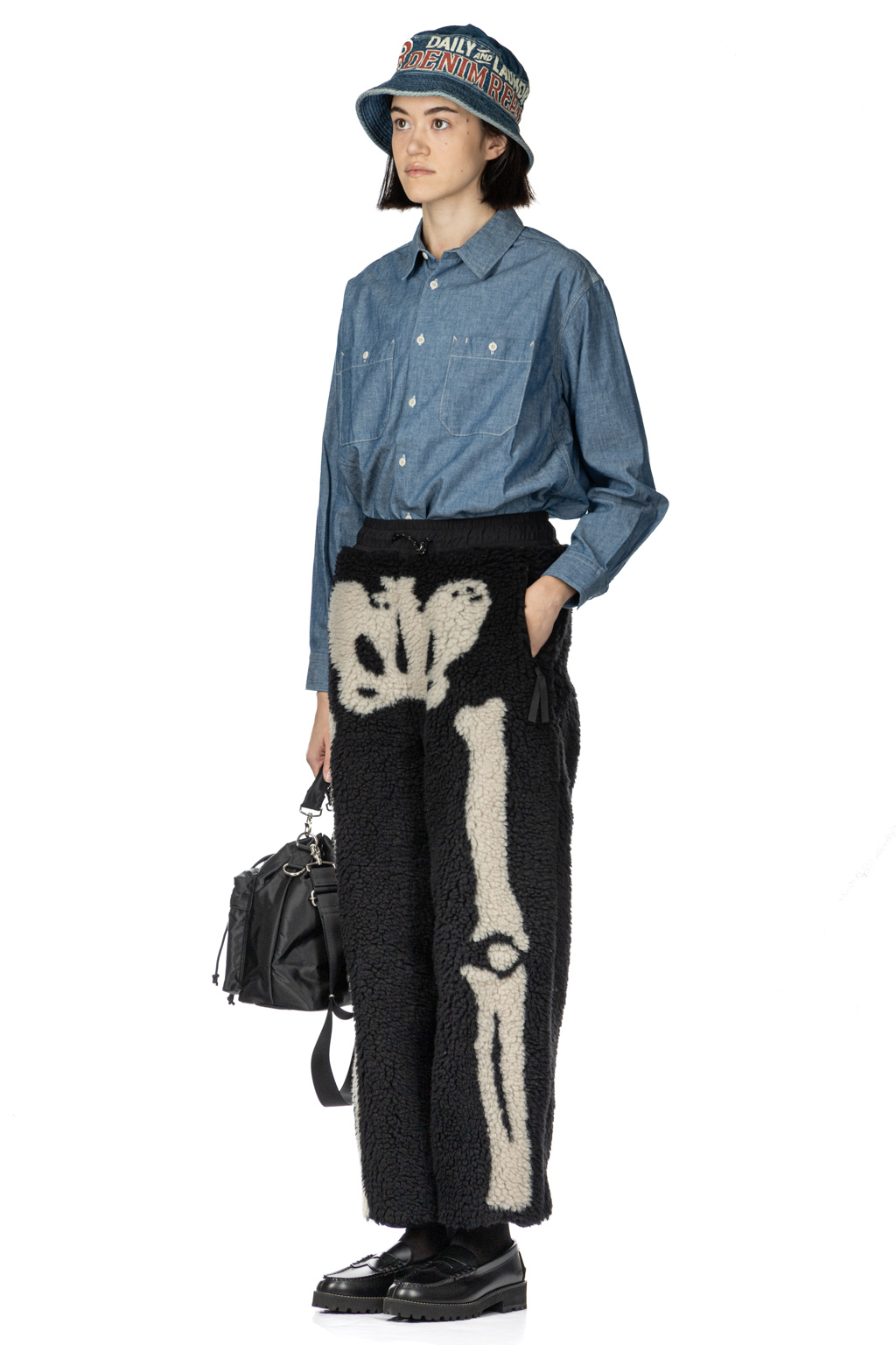 Kapital - BONE Boa Fleece Easy Pants - Black