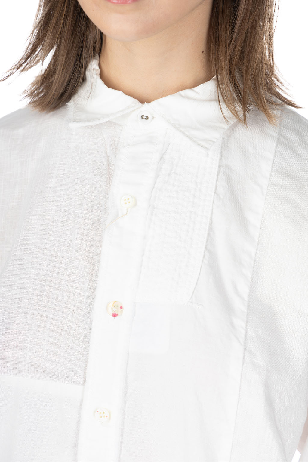 Kapital Cotton x Linen Patchwork KATMANDU Shirt - White
