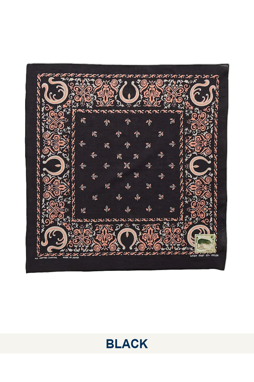 Kapital - Fastcolor Selvedge Bandanna (Antler NAJA) Normal - Black