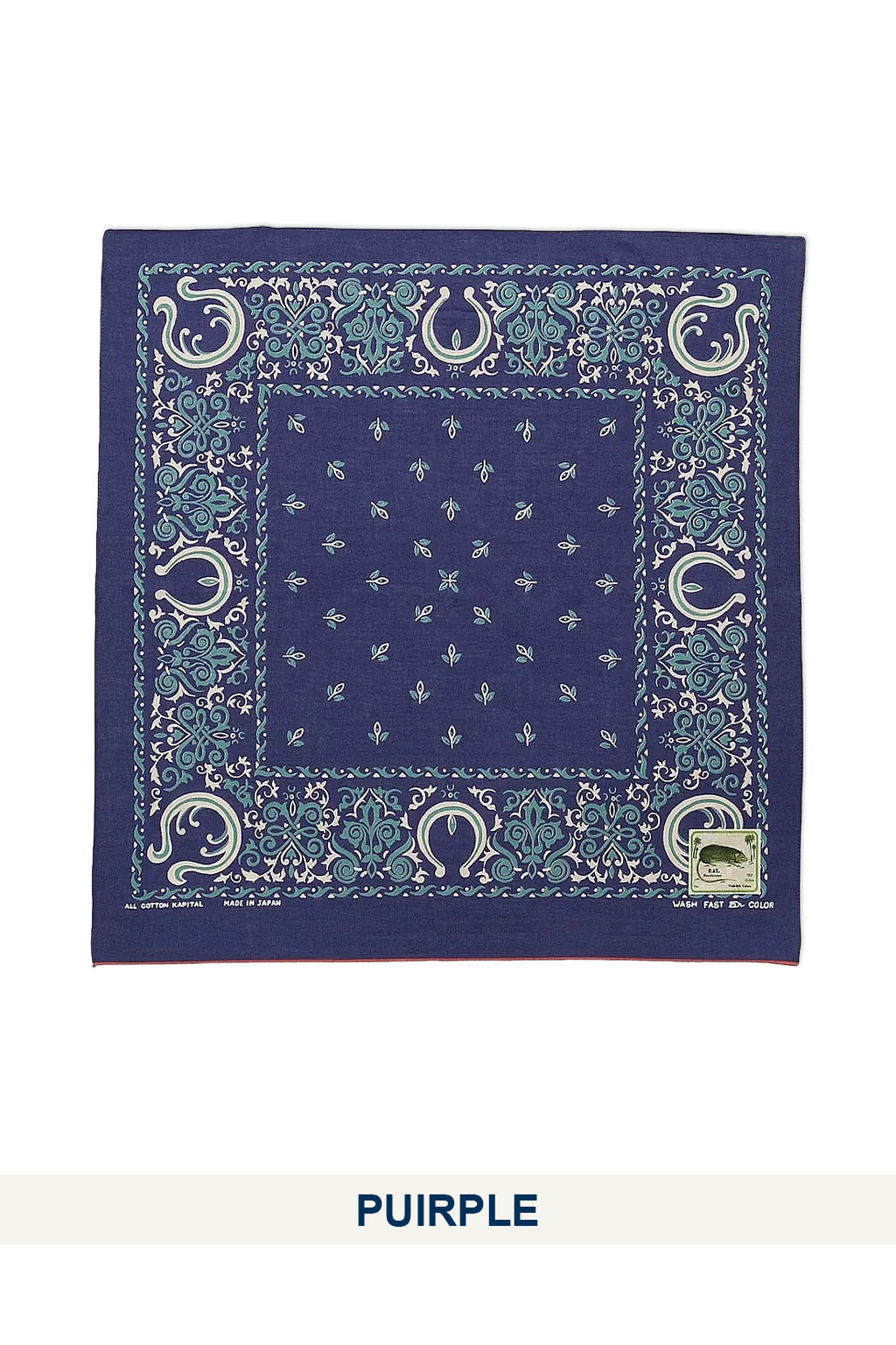 Kapital - Fastcolor Selvedge Bandanna (Antler NAJA) Normal - Black