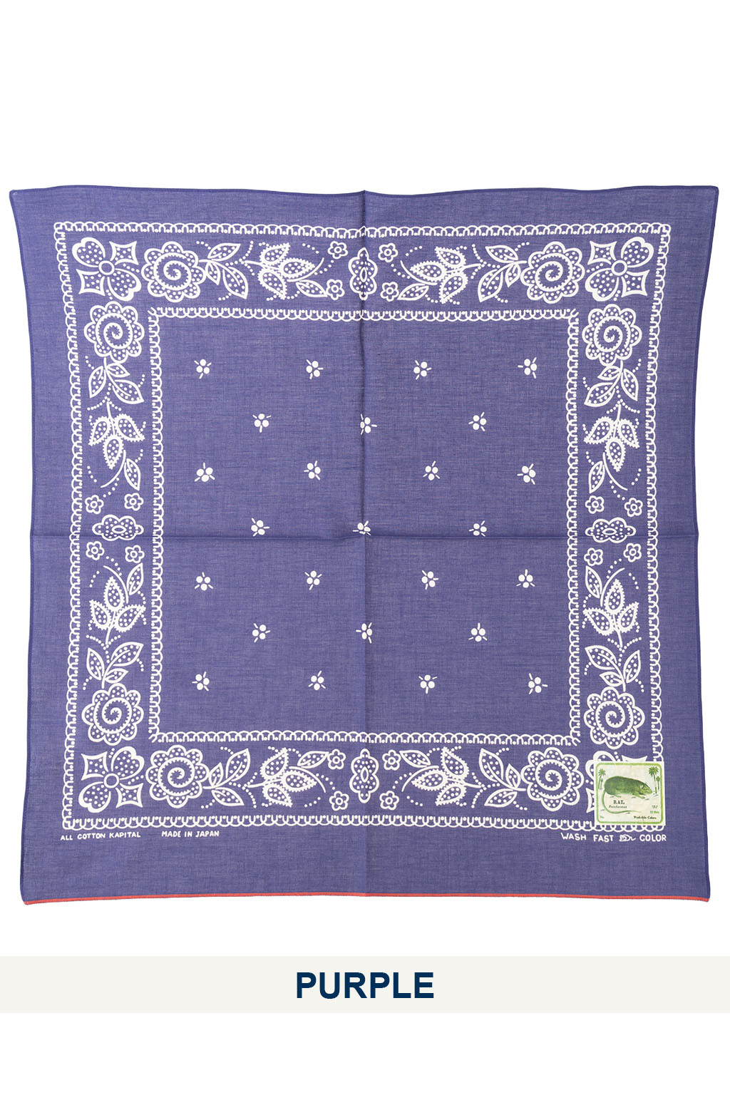 Kapital - Fastcolor Selvedge Bandana (ESCARGOT FLOWER) 20x20 - 6 Colors