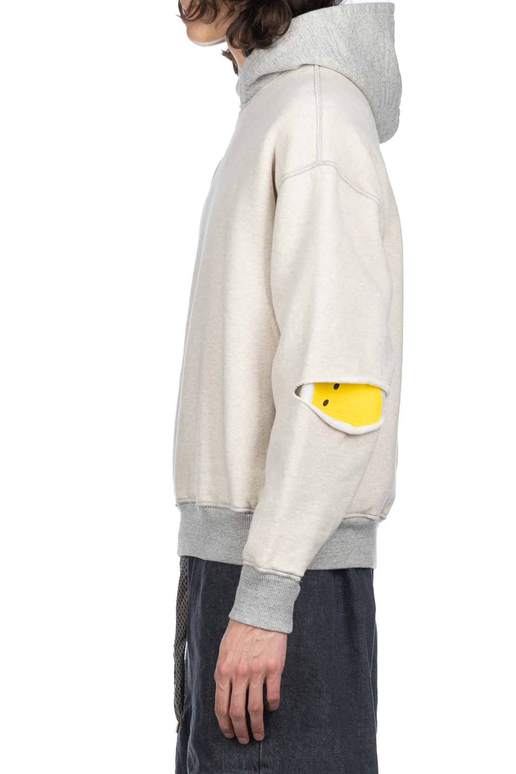 Kapital - Knit Rev ELBOW RIP Hoodie (PROFILE RAINBOWY) - Natural x Grey