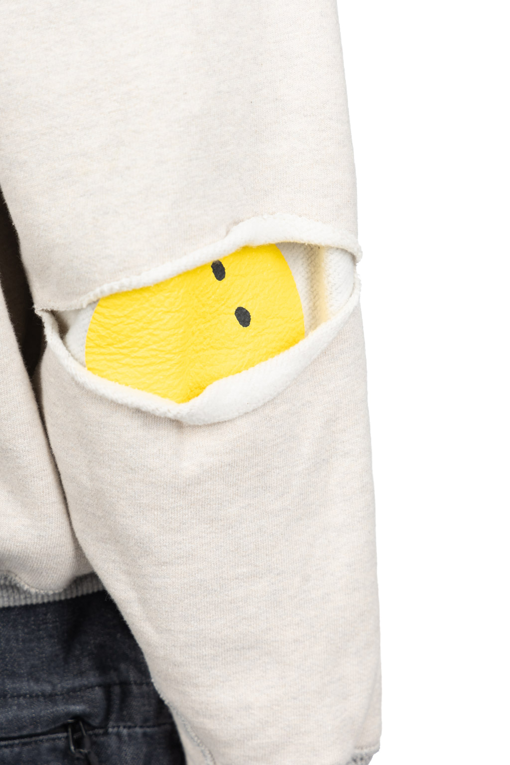 Kapital - Knit Rev ELBOW RIP Hoodie (PROFILE RAINBOWY) - Natural x Grey