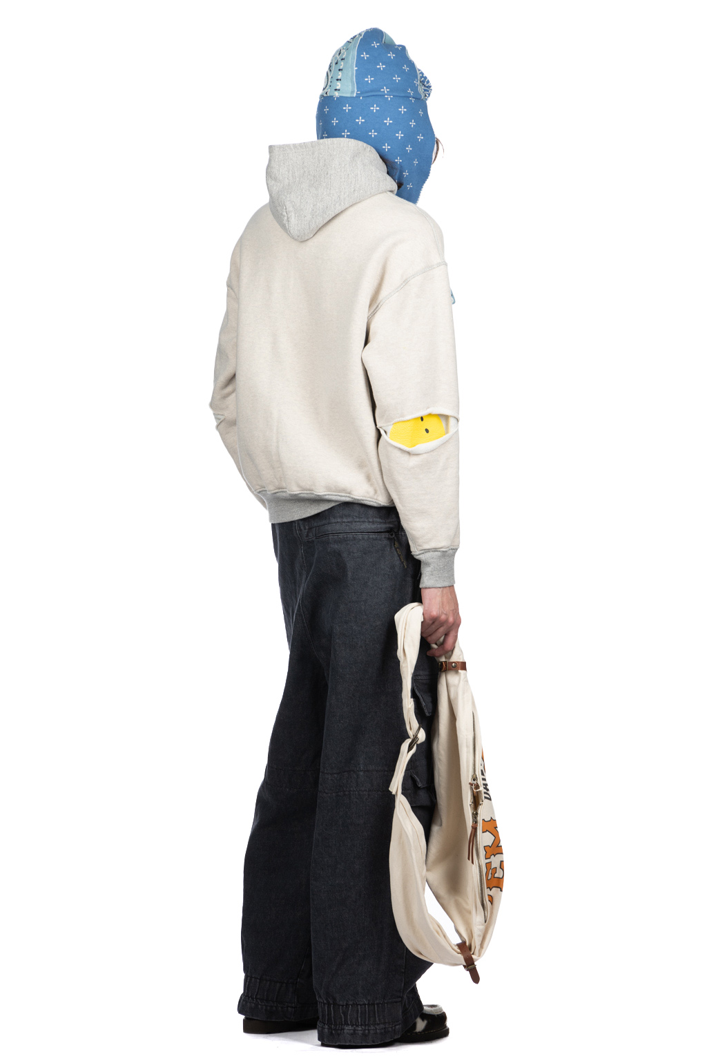 Kapital - Knit Rev ELBOW RIP Hoodie (PROFILE RAINBOWY) - Natural x Grey