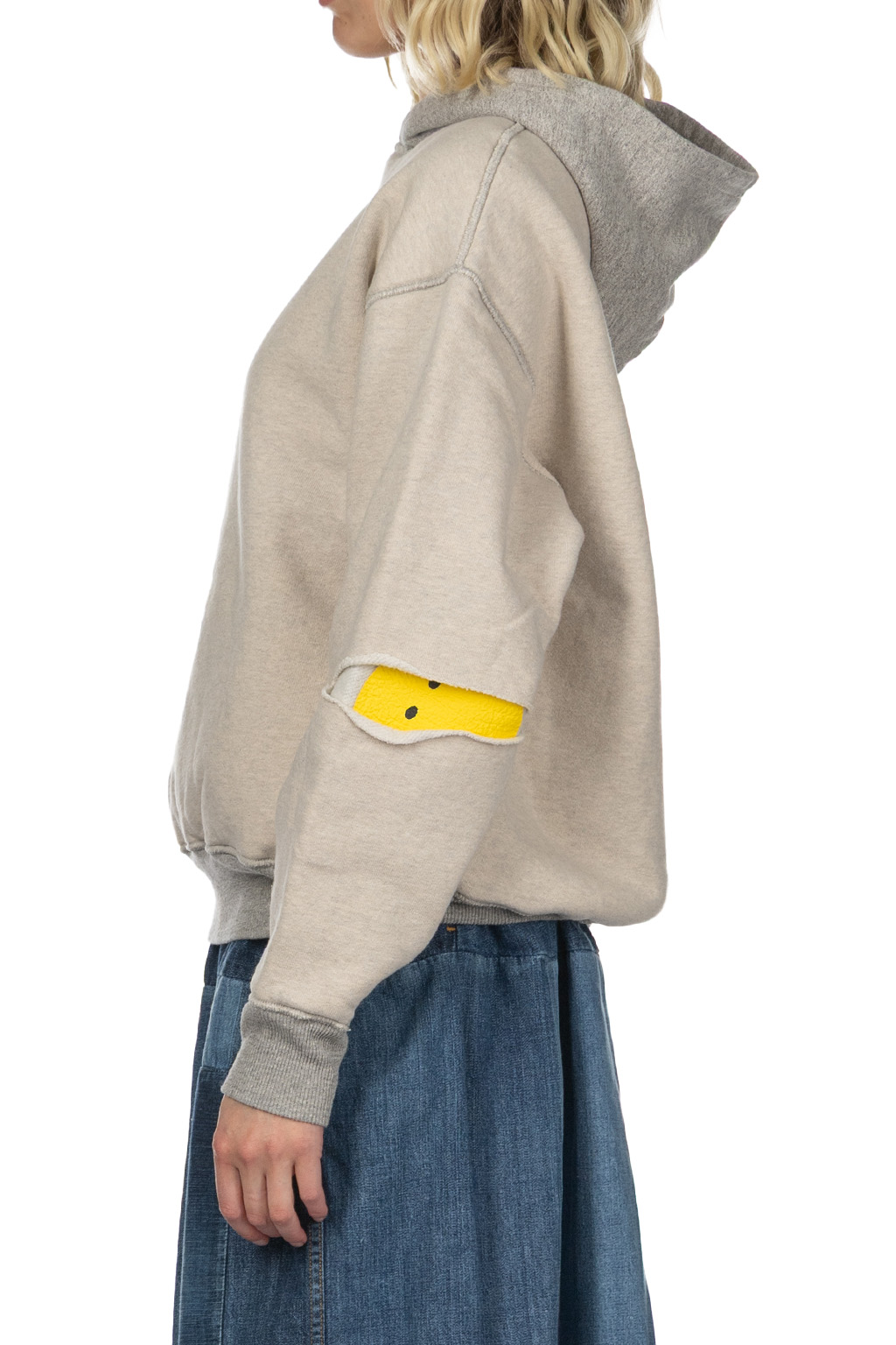 Kapital - Knit Rev ELBOW RIP Hoodie (PROFILE RAINBOWY) - Natural x Grey