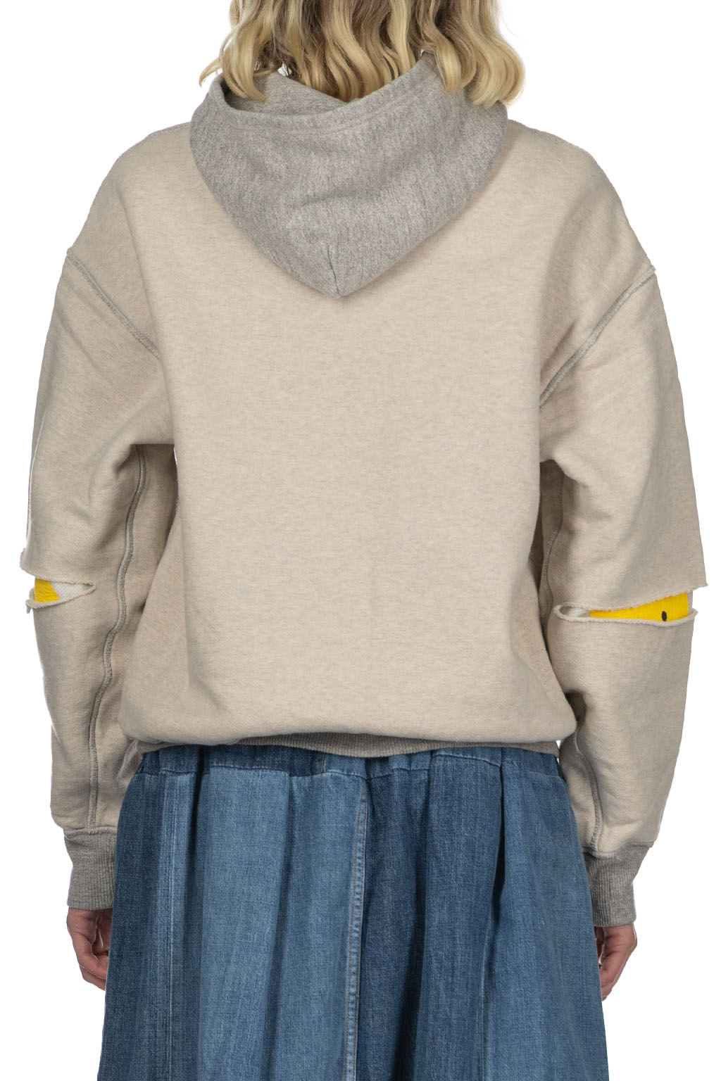 Kapital - Knit Rev ELBOW RIP Hoodie (PROFILE RAINBOWY) - Natural x Grey