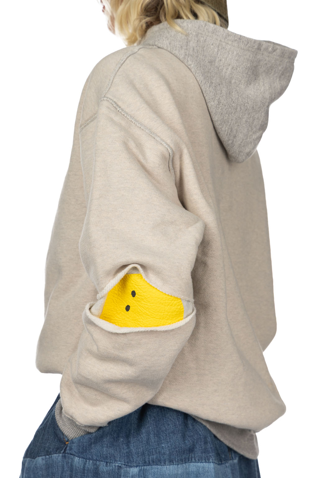 Kapital - Knit Rev ELBOW RIP Hoodie (PROFILE RAINBOWY) - Natural x Grey