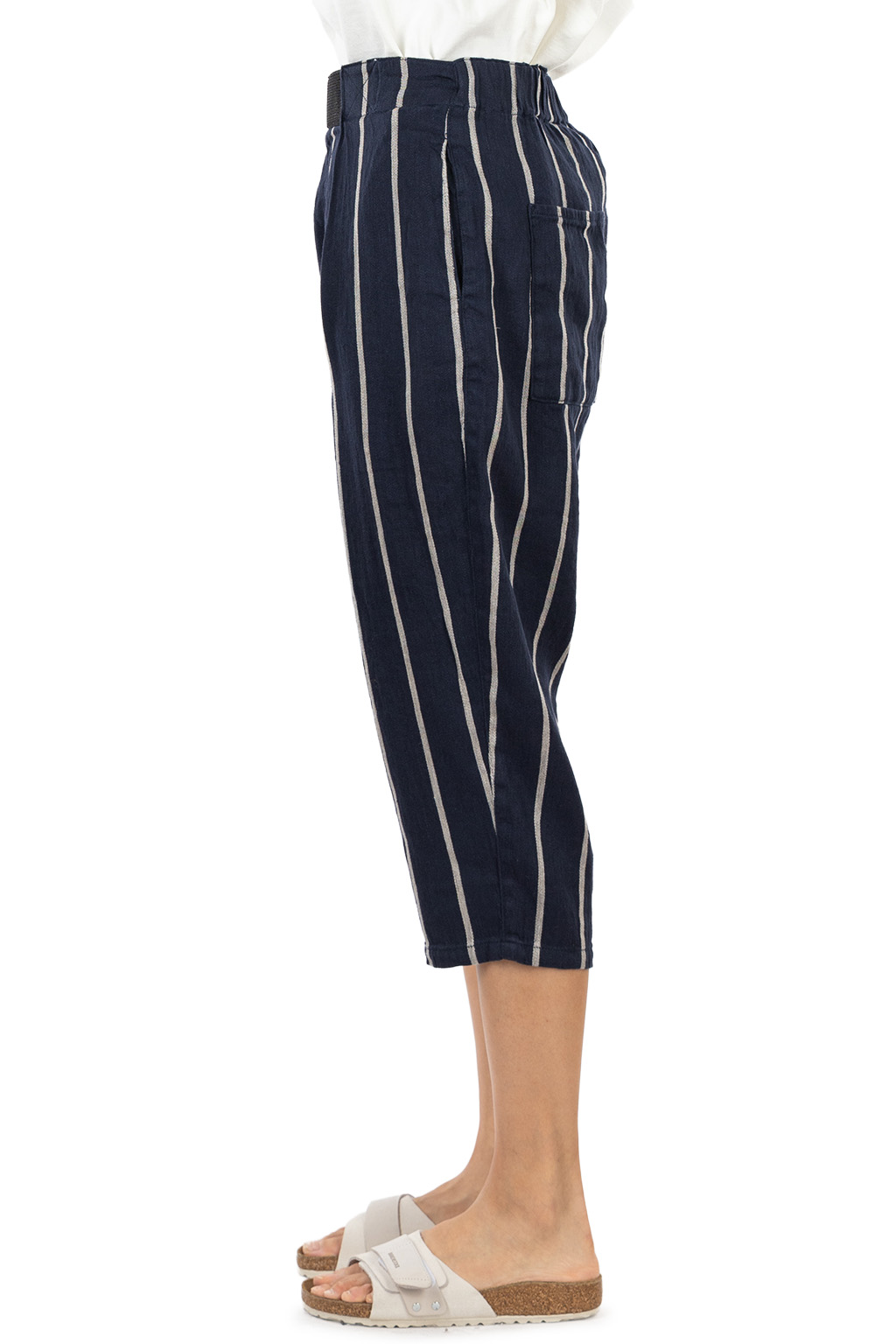 Kapital - Linen PHILLIES Stripe EASY-BEACH-GO Pants - Navy